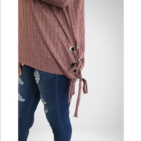 Mock Neck Brushed Long sleeve Top- Mauve - Picture 2 of 3